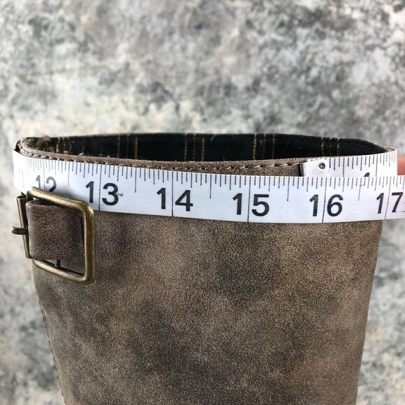 Nine West Women's Size 7M MOTOL1 Brown Faux Leather Back Zip Harness Boots *FLAW - Picture 11 of 16